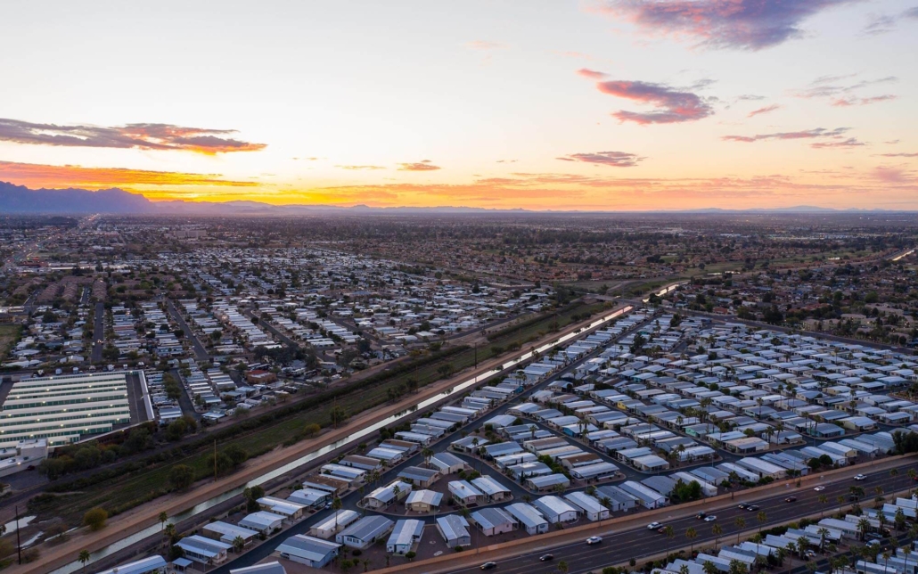 Overhead view of neighborhoods in Mesa arizona