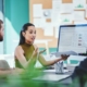 Workers in meeting discussing data management