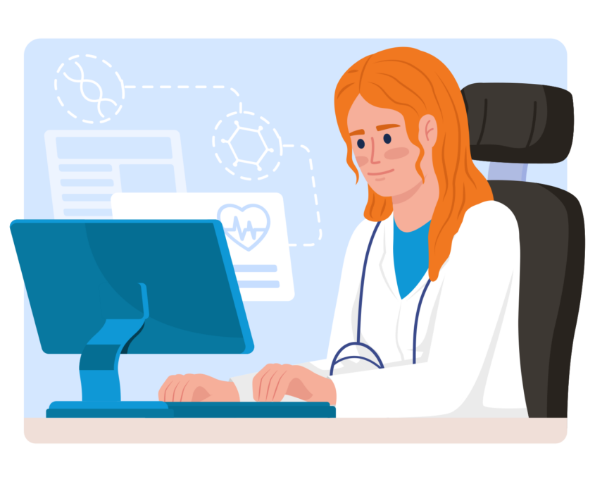 Doctor Working on computer illustration